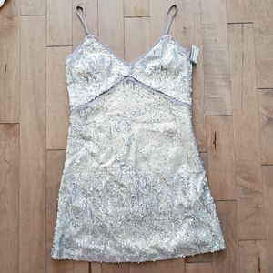 Silver sequin mini party dress